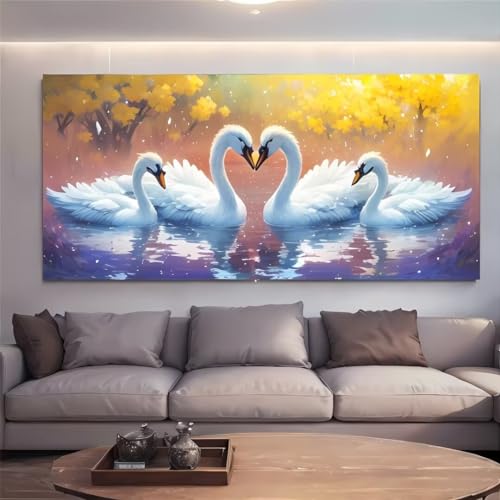 100x200cm Große 5D Diamond Painting weißer Schwan Diamant Painting Bilder Basteln Erwachsene Diamond Art Kinder Full DIY Diamant Kunst Malerei Stickerei Set Kreuzstich Bilder Home Wand Dekor von Jqynn