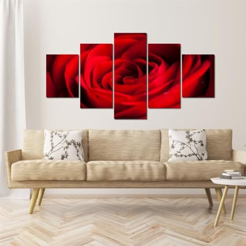 5 Stück Diamond Painting 125x60cm, Rose Diamond Painting Erwachsene Rot Diamond Painting Kinder DIY 5D Diamond Art Painting Beginners Kreuzstich Stickerei Paintings Set for Canvas Wall Art Home Decor von Jqynn