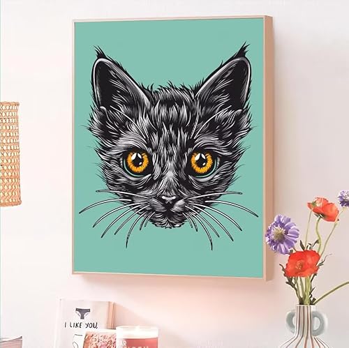 Katze Malen Nach Zahlen Erwachsene, Malen Nach Zahlen ab 5 7 9 Jahre Mädchen, DIY Handgemalt Ölgemälde Kit für Anfänger Erwachsene Mit 3-Pinseln und Acrylfarbe,Home Wand Décorieren Tier 25x35cm O-433 von Jqynn