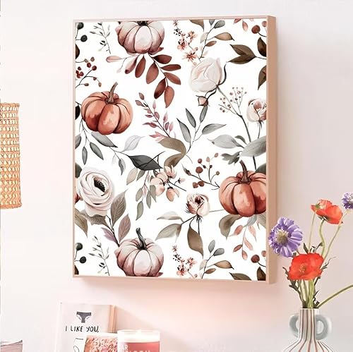 KüRbis Malen Nach Zahlen Erwachsene, Malen Nach Zahlen ab 5 7 9 Jahre Mädchen, DIY Handgemalt Ölgemälde Kit für Anfänger Erwachsene Mit 3-Pinseln und Acrylfarbe,Home Wand Décor Blume 90x120cm O-456 von Jqynn