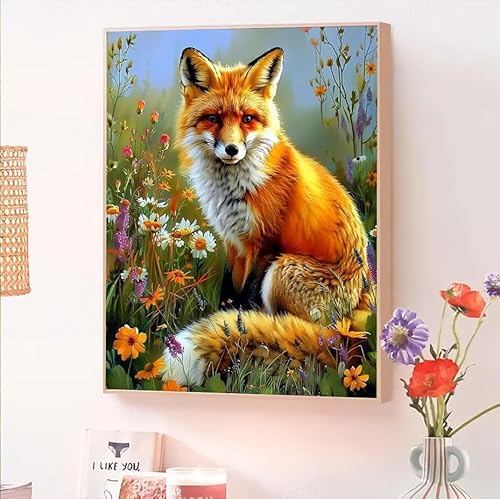 Malen Nach Zahlen Erwachsene Fuchs, Malen Nach Zahlen Blume, Kreativ Set für Erwachsene Frauen mit Pinseln und Acrylfarben Handgemalt Ölgemälde Leinwand für Home Wand Dekor, Geschenk 100x130cm O-240 von Jqynn