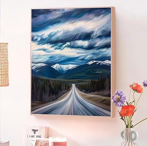 Malen Nach Zahlen Erwachsene Himmel, Malen Nach Zahlen StraßE, Kreativ Set für Erwachsene Frauen mit Pinseln und Acrylfarben Handgemalt Ölgemälde Leinwand für Home Wand Dekor, Geschenk 30x40cm O-597 von Jqynn