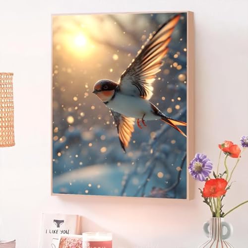 Malen Nach Zahlen Erwachsene Im Winter, Malen Nach Zahlen Vogel, Kreativ Set für Erwachsene Frauen mit Pinseln und Acrylfarben Handgemalt Ölgemälde Leinwand für Home Wand Dekor, Geschenk 60x80cm O-100 von Jqynn