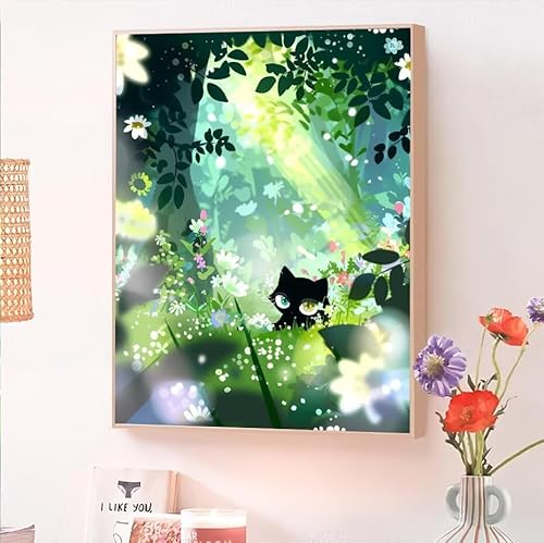 Malen Nach Zahlen Erwachsene Katze, Malen Nach Zahlen HöLzer, Kreativ Set für Erwachsene Frauen mit Pinseln und Acrylfarben Handgemalt Ölgemälde Leinwand für Home Wand Dekor, Geschenk 60x80cm O-444 von Jqynn