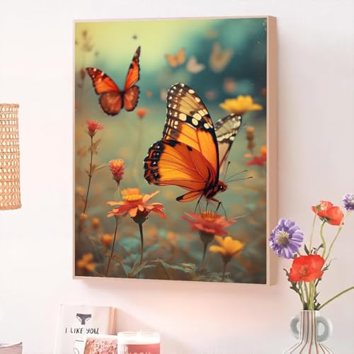 Malen Nach Zahlen Erwachsene Schmetterling, Malen Nach Zahlen Blume, Kreativ Set für Erwachsene Frauen mit Pinseln und Acrylfarben Handgemalt Ölgemälde Leinwand für Home Wand Dekor 100x130cm O-262 von Jqynn