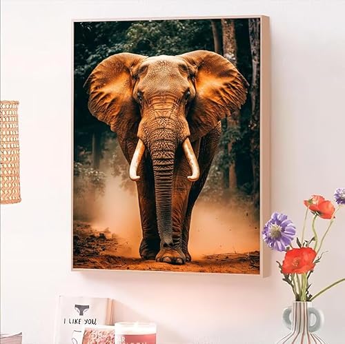 Malen Nach Zahlen Erwachsene Tier, Malen Nach Zahlen Elefant, Kreativ Set für Erwachsene Frauen mit Pinseln und Acrylfarben Handgemalt Ölgemälde Leinwand für Home Wand Dekor, Geschenk 80x110cm O-107 von Jqynn