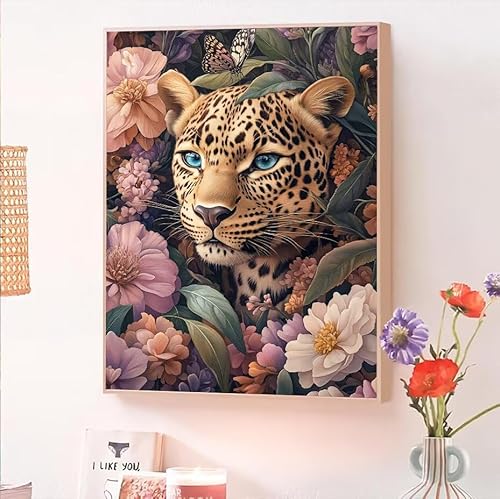 Malen Nach Zahlen Erwachsene Tier, Malen Nach Zahlen Leopard, Kreativ Set für Erwachsene Frauen mit Pinseln und Acrylfarben Handgemalt Ölgemälde Leinwand für Home Wand Dekor, Geschenk 100x130cm O-105 von Jqynn