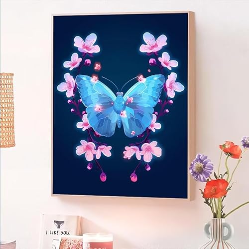 Malen Nach Zahlen Erwachsene Tier, Malen Nach Zahlen Schmetterling, Kreativ Set für Erwachsene Frauen mit Pinseln und Acrylfarben Handgemalt Ölgemälde Leinwand für Home Wand Dekorieren 40x55cm O-114 von Jqynn