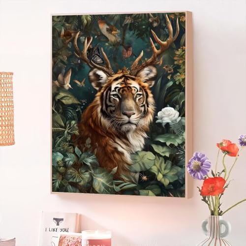 Malen Nach Zahlen Erwachsene Tier, Malen Nach Zahlen Tiger, Kreativ Set für Erwachsene Frauen mit Pinseln und Acrylfarben Handgemalt Ölgemälde Leinwand für Home Wand Dekor, Geschenk 100x130cm O-116 von Jqynn