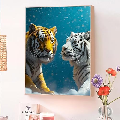 Malen Nach Zahlen Erwachsene Tier, Malen Nach Zahlen Tiger, Kreativ Set für Erwachsene Frauen mit Pinseln und Acrylfarben Handgemalt Ölgemälde Leinwand für Home Wand Dekor, Geschenk 100x130cm O-118 von Jqynn