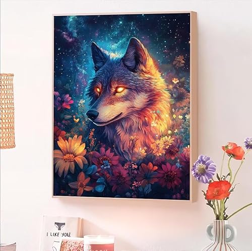 Malen Nach Zahlen Erwachsene Tier, Malen Nach Zahlen Wolf, Kreativ Set für Erwachsene Frauen mit Pinseln und Acrylfarben Handgemalt Ölgemälde Leinwand für Home Wand Dekor, Geschenk 100x130cm O-124 von Jqynn