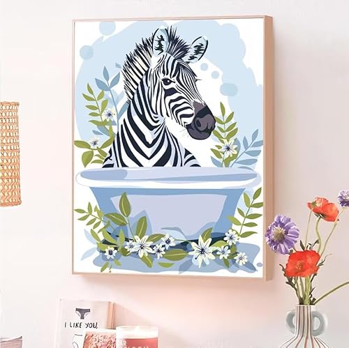 Malen Nach Zahlen Erwachsene Tier, Malen Nach Zahlen Zebra, Kreativ Set für Erwachsene Frauen mit Pinseln und Acrylfarben Handgemalt Ölgemälde Leinwand für Home Wand Dekor, Geschenk 20x30cm O-101 von Jqynn