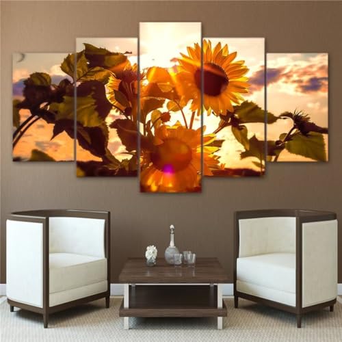 Sonnenblume Diamond Painting 5 Pack, DIY 5D Diamond Painting Set Blume Daiments Painting Erwachsene XXL 125x60cm 5 Stück Diamond Painting Kinder Bastelset Set for Home Wall Decor Geschenk Mädchen von Jqynn