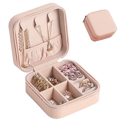 Jrhncy Schmuckkästchen Reise, Schmuckschatulle klein Schmuckkoffer für Damen Mädchen, Mini Tragbare Schmuckbox Schmuckaufbewahrung für Ringe, Ohrringe, Halsketten und Armbände von Jrhncy