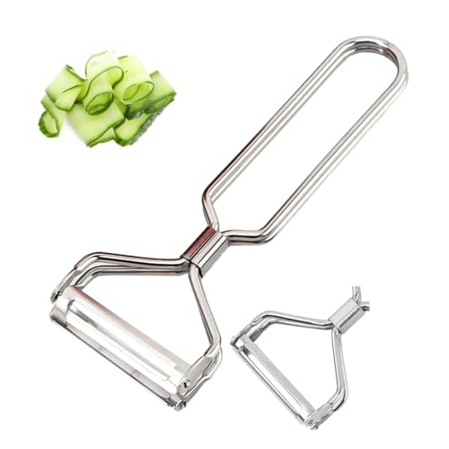 Sparschäler Edelstahl,Gemüseschäler,2-IN-1 Doppelmesserkopf Apfelschneider Schnitt Kartoffelschäler,Küche Universal aus Peeler Gemüseschäler,Einfaches Schälen von Karotten, Kartoffeln,Apfel 15x5cm von Jrhncy