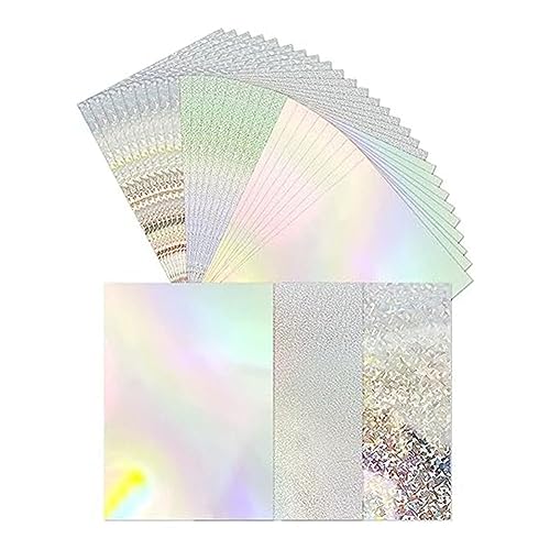 Jrpzcv 30 Stück Metallisches Holografisches Karton-Spiegelpapier für Kartenherstellung und Scrapbooking von Jrpzcv