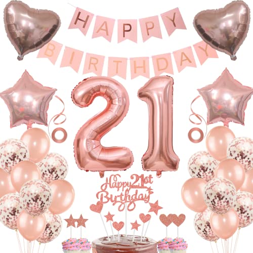 Deko 21. Geburtstag frau Tortendeko 21 Geburtstag frauen Deko Geschenk für 21. Geburtstag frau Rosegold Geburtstag 21 frauen 21 jahre Geburtstag deko Ballon 21 Geburtstag 21 jahre frau von Jrzyhi