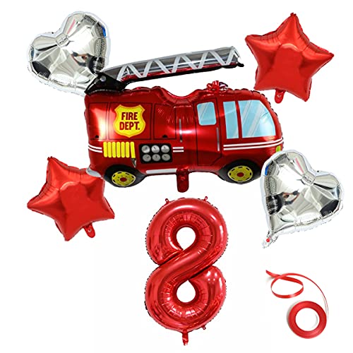 Feuerwehrauto Ballons Auto Kindergeburtstag Folienballon Feuerwehr Folienballons mit Feuerwehr/firetruck Car Feuerwehrauto Thema Deko Feuerwehrauto Geformte Folienballons für Party Geburtstag Schule von Jrzyhi