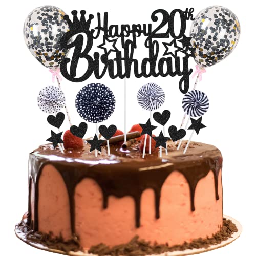 Tortendeko 20 Geburtstag Deko Happy 20th Birthday Tortendeko 20 jahre Frau Mann Kuchendeko 20. Geburtstag Frau Schwarz Tortendeko Mann Frau Hello 16 Glitter Cake Topper für 20 Geburtstag von Jrzyhi