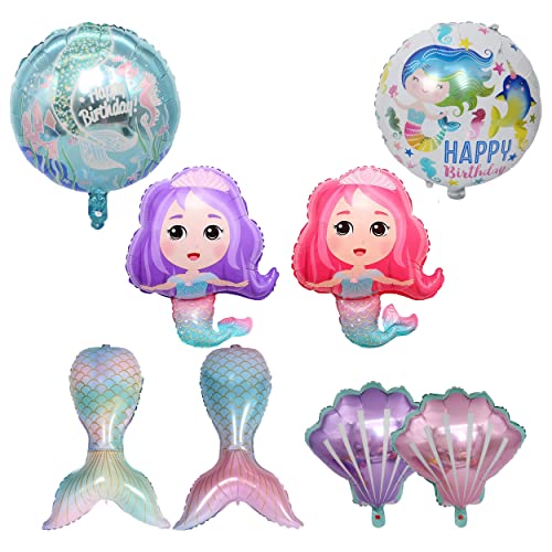 Jrzyhi 8pcs Meerjungfrau Schwanz Luftballons XXL Mermaid Heliumballon Mermaid Aluminium Folie Ballons Meerestiere Fisch Folienballon Mermaid Ballon Meerjungfrau Luftballon Set für Geburtstagsdeko von Jrzyhi