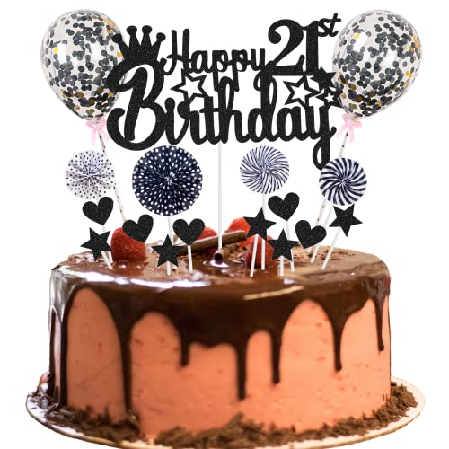 Tortendeko 21 Geburtstag Deko Happy 21th Birthday Tortendeko 21 jahre Frau Mann Kuchendeko 21. Geburtstag Frau Schwarz Tortendeko Mann Frau Hello 16 Glitter Cake Topper für 21 Geburtstag von Jrzyhi