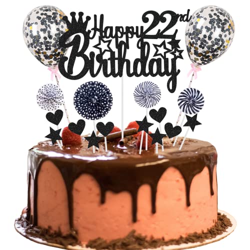 Tortendeko 22 Geburtstag Deko Happy 22th Birthday Tortendeko 22 jahre Frau Mann Kuchendeko 22. Geburtstag Frau Schwarz Tortendeko Mann Frau Hello 16 Glitter Cake Topper für 22 Geburtstag von Jrzyhi