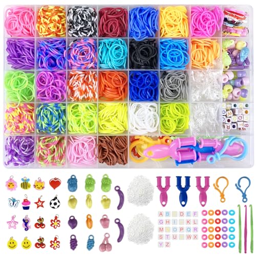 2700+ Loom Bänder Kit Jsdoin 30 Farben Loom Bands-Gummibänder mit Clips, Charms, Perlen und anderem Zubehör für DIY-Kits zur Herstellung von Freundschaftsbändern, Bastelsets, beste Halloween von Jsdoin