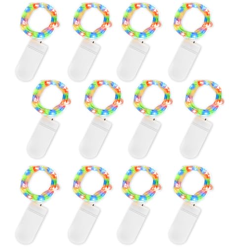 Jsdoin LED Mini Lichterkette mit Batterie, 12x20er Micro Lichterkette außen Batterie, 2M DIY kleine Lichterketten Wasserdicht für Party Hochzeit Weihnachten Beleuchtung Deko (Mehrfarbig) von Jsdoin