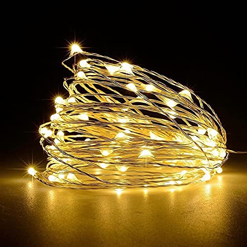 Jsdoin Lichterkette Draht,10m 100LEDs Lichterketten Batteriebetrieben, Klein Innen Lichterkette für Weihnachten, Schlafzimmer, Party, Hochzeit, Baumdekoration (4 Stück,Warmweiß) von Jsdoin