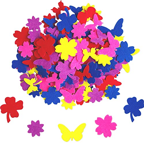 50 Stück assorted Blume Schmetterling Kleeblatt Aufkleber, Filzsticker für Kinder, Filzkleeblätter zum Basteln, Bastelbedarf für Scrapbooking von Jtnohx