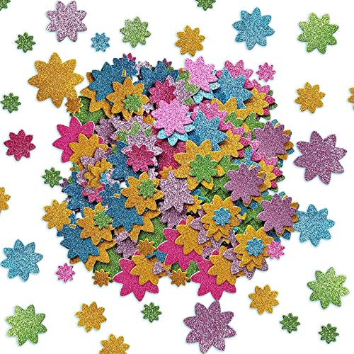 Jtnohx 75 Stück blume Aufkleber, Glitzer Schaumstoff Aufkleber, Blume Moosgummi Deko für Schultüte, Basteln Sticker für Kinder Scrapbooking Zubehör Kit von Jtnohx