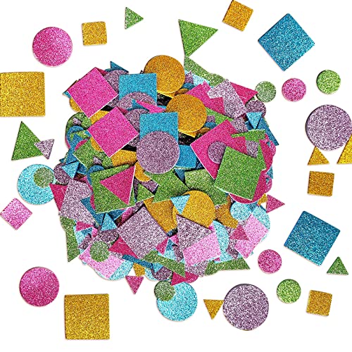 Jtnohx 170 Stück geometrische Aufkleber, Glitzer Schaumstoff Aufkleber, Geometrische Moosgummi Deko für Schultüte, Basteln Sticker für Kinder Scrapbooking Zubehör Kit von Jtnohx