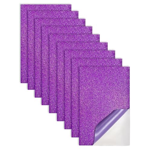 Jtnohx Glitzer Moosgummi Selbstklebend, 9 Bögen Moosgummi Basteln, 17.78×28.7cm EVA Schaumstoff zum Basteln, Klebriger Moosgummi für Bastelarbeiten DIY (Lila) von Jtnohx