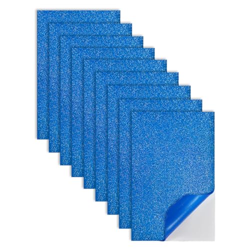 Jtnohx Glitzer Moosgummi Selbstklebend, 9 Bögen Moosgummi Basteln, 17.78×28.7cm EVA Schaumstoff zum Basteln, Klebriger Moosgummi für Bastelarbeiten DIY (Blau) von Jtnohx