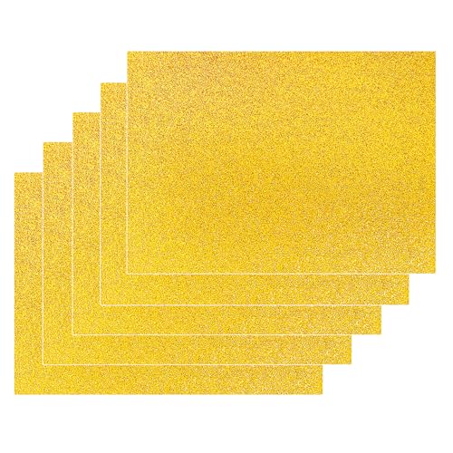 Jtnohx Große Glitter Filz Stoff, 5pcs Glitter Blätter, 30 x42 cm Glitter Filz für Kunsthandwerk, Filz Glitter Quadrat für Party Projekt Urlaub Gruß Festival (Gold) von Jtnohx