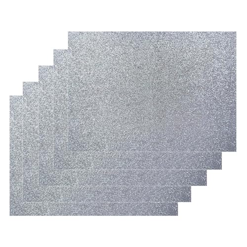 Jtnohx Große Glitter Filz Stoff, 5pcs Glitter Blätter, 30 x42 cm Glitter Filz für Kunsthandwerk, Filz Glitter Quadrat für Party Projekt Urlaub Gruß Festival (Silber) von Jtnohx