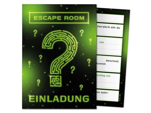 10 Einladungskarten Kindergeburtstag Escape Room Mädchen Jungen Jungs coole Einladungen Geburtstag Kinder Jungsgeburtstag Mädchengeburtstag Detektiv Kinderparty Geburtstagseinladungen grün von JuNa-Experten