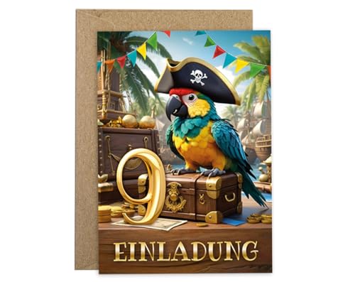 10 Einladungskarten incl. 10 Umschläge zum 9. Kindergeburtstag Jungen Mädchen Pirat Piraten-Party coole bunte Einladungen neunte Geburtstag Kinder Jungsgeburtstag Schatzsuche Geburtstagseinladungen 10 Einladungskarten incl. 10 Umschläge zum 9. Kindergeburtstag Jungen Mädchen Pirat Piraten-Party coole bunte Einladungen neunte Geburtstag Kinder Jungsgeburtstag Schatzsuche Geburtstagseinladungen von JuNa-Experten