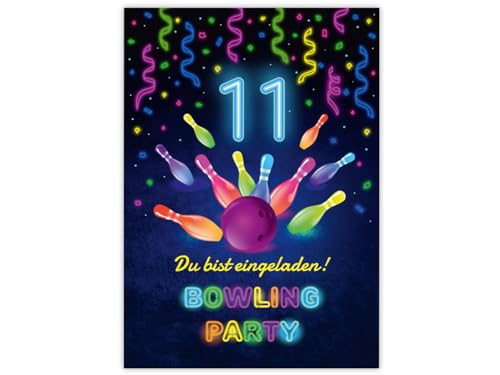 10 Einladungskarten zum 11. Kindergeburtstag Bowling Kegeln Jungen Mädchen coole Einladungen elfte Geburtstag Mädchengeburtstag Jungsgeburtstag von JuNa-Experten