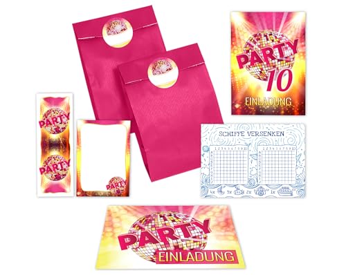 12 Einladungskarten zum 10. Kindergeburtstag Mädchen Disco VIP Einladung zehnte Geburtstag incl. 12 Umschläge, 12 Tüten/pink, 12 Aufkleber, 12 Lesezeichen, 12 Blöcke, 12 Schiffe versenken 12 Einladungskarten zum 10. Kindergeburtstag Mädchen Disco VIP Einladung zehnte Geburtstag incl. 12 Umschläge, 12 Tüten/pink, 12 Aufkleber, 12 Lesezeichen, 12 Blöcke, 12 Schiffe versenken von JuNa-Experten