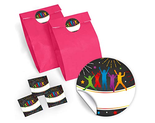 12 Geschenktüten/rosa + 12 Aufkleber Jump Party Trampolin für Mitgebsel Gastgeschenk beim Kindergeburtstag Jungen Mädchen von JuNa-Experten