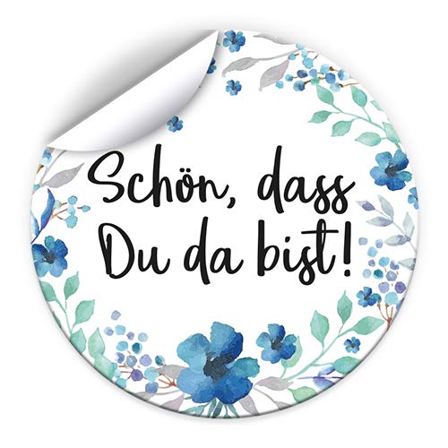 125 Aufkleber SCHÖN, DASS DU DA BIST Etiketten für Gastgeschenke BZW. Mitgebsel bei Hochzeit Taufe Geburtstag Jubiläum Blumen von JuNa-Experten