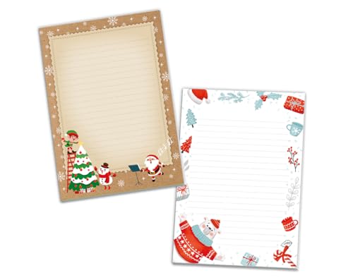 2 Blöcke Weihnachtsmotiv Notizblock Schreibblock Weihnachtsbriefpapier Brief an Weihnachtsmann schreiben liniert Kinder Mädchen Jungen (2 Blöcke/Variante 4 mit je 25 Blätter in A5-Format) von JuNa-Experten