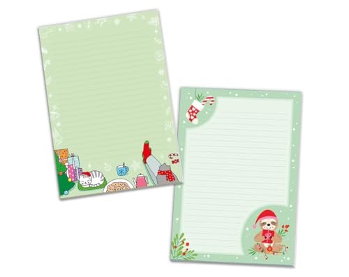 2 Blöcke Weihnachtsmotiv Notizblock Schreibblock Weihnachtsbriefpapier Brief an Weihnachtsmann schreiben liniert Kinder Mädchen Jungen (2 Blöcke/Variante 5 mit je 25 Blätter in A5-Format) von JuNa-Experten