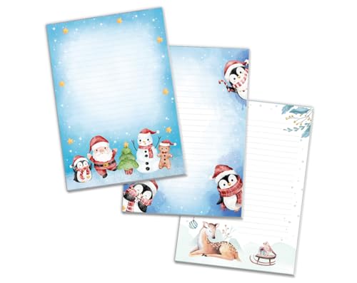 3 Blöcke Weihnachtsmotiv Notizblock Schreibblock Weihnachtsbriefpapier Brief an Weihnachtsmann schreiben liniert Kinder Jungen Mädchen (3 Blöcke/Variante 3 mit je 25 Blätter in A5-Format) von JuNa-Experten