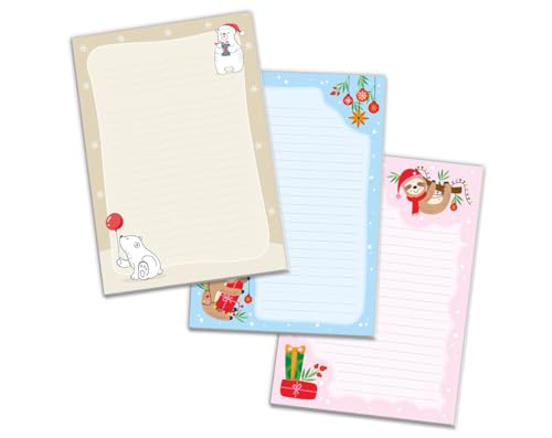 3 Blöcke Weihnachtsmotiv Notizblock Schreibblock Weihnachtsbriefpapier Brief an Weihnachtsmann schreiben liniert Kinder Mädchen Jungen (3 Blöcke/Variante 3 mit je 25 Blätter in A5-Format) von JuNa-Experten