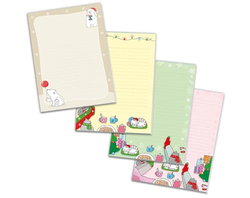 4 Blöcke Weihnachtsmotiv Notizblock Schreibblock Weihnachtsbriefpapier Brief an Weihnachtsmann schreiben liniert Kinder Mädchen Jungen (4 Blöcke/Variante 3 mit je 25 Blätter in A5-Format) von JuNa-Experten