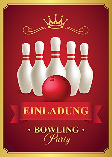 6 Einladungskarten Bowling Mädchen Jungen Erwachsene Kindergeburtstag Geburtstagseinladungen Einladungen Geburtstags-Party Kartenset von JuNa-Experten