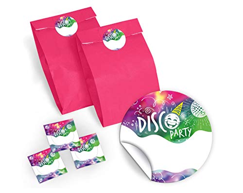 6 Geschenktüten/rosa + 6 Aufkleber Disco Disco-Party für Mitgebsel Gastgeschenk beim Kindergeburtstag Mädchen Jungen von JuNa-Experten