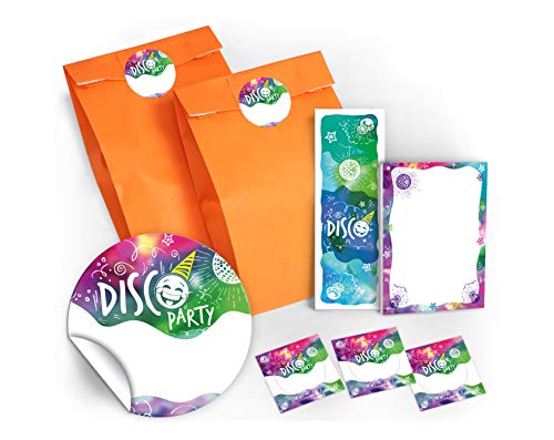 6 Lesezeichen + 6 Mini-Notizblöcke + 6 Geschenktüten/orange + 6 Aufkleber Disco Disco-Party Mitgebsel Gastgeschenk beim Kindergeburtstag Mädchen Jungen von JuNa-Experten